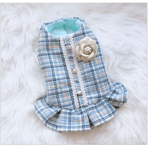 Fragrant Wind Plaid Cotton Pet Dog Winter Dress